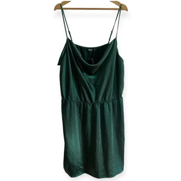 NWT Nasty Gal Green Satin Slip Dress - Picture 2 of 12